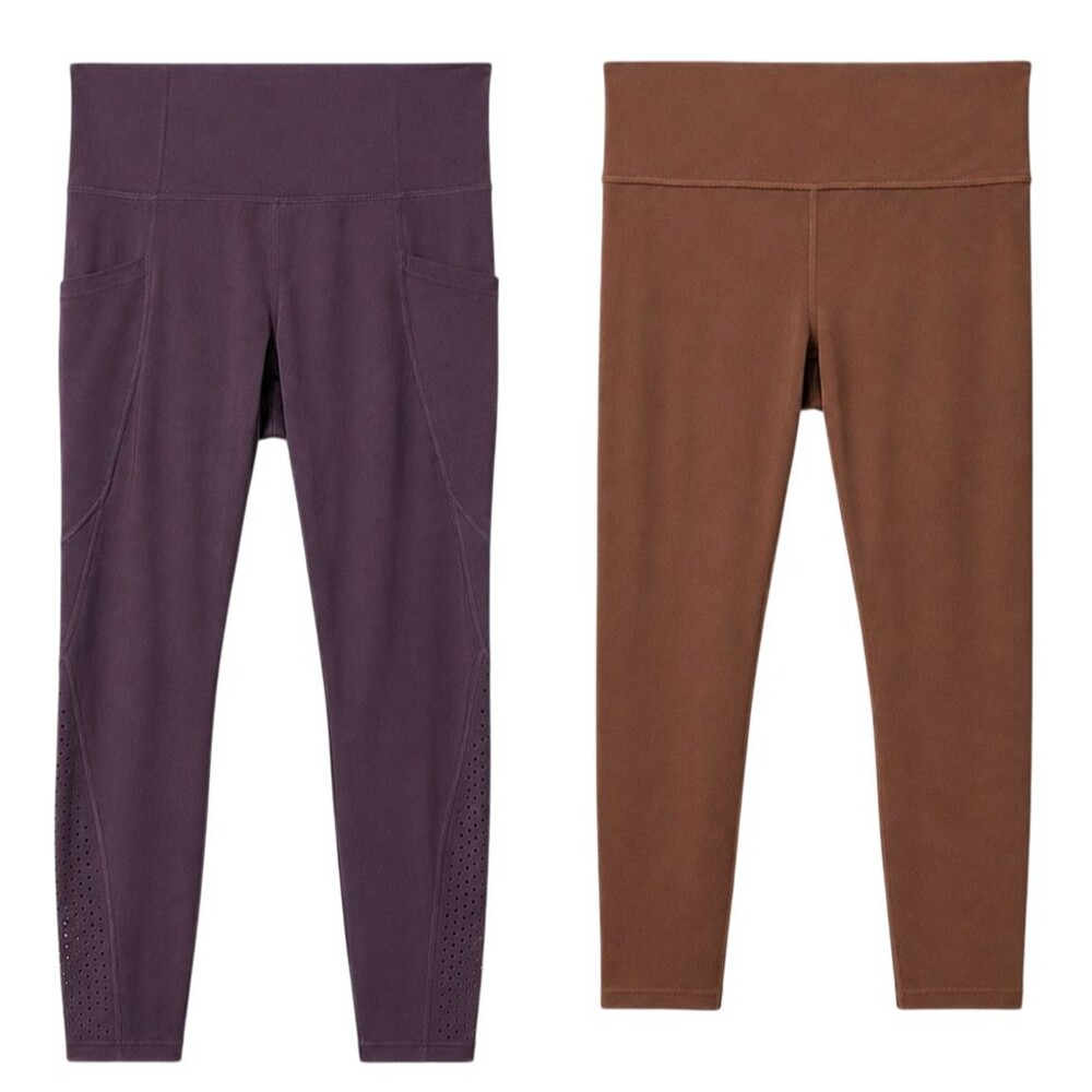 Athleta Leggings 2 Pair Womens Small Cropped Ankle-Capri Purple-Brown Workout